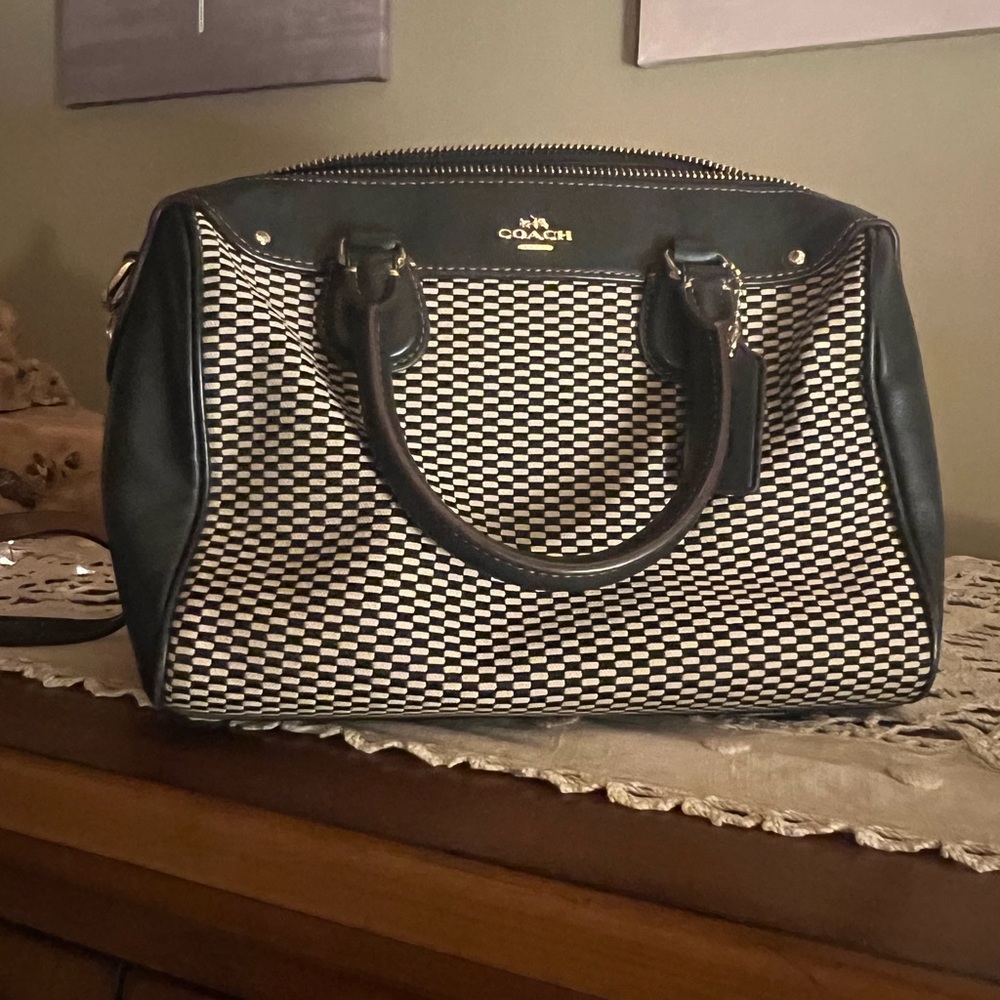 Coach Black and White Chevron Crossbody Bag